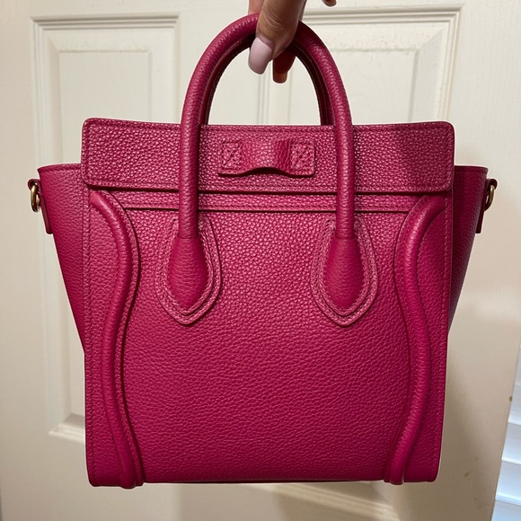 (SOLD)CELINE Nano Luggage Fuchsia Drummed Calfskin - Picture 2 of 6